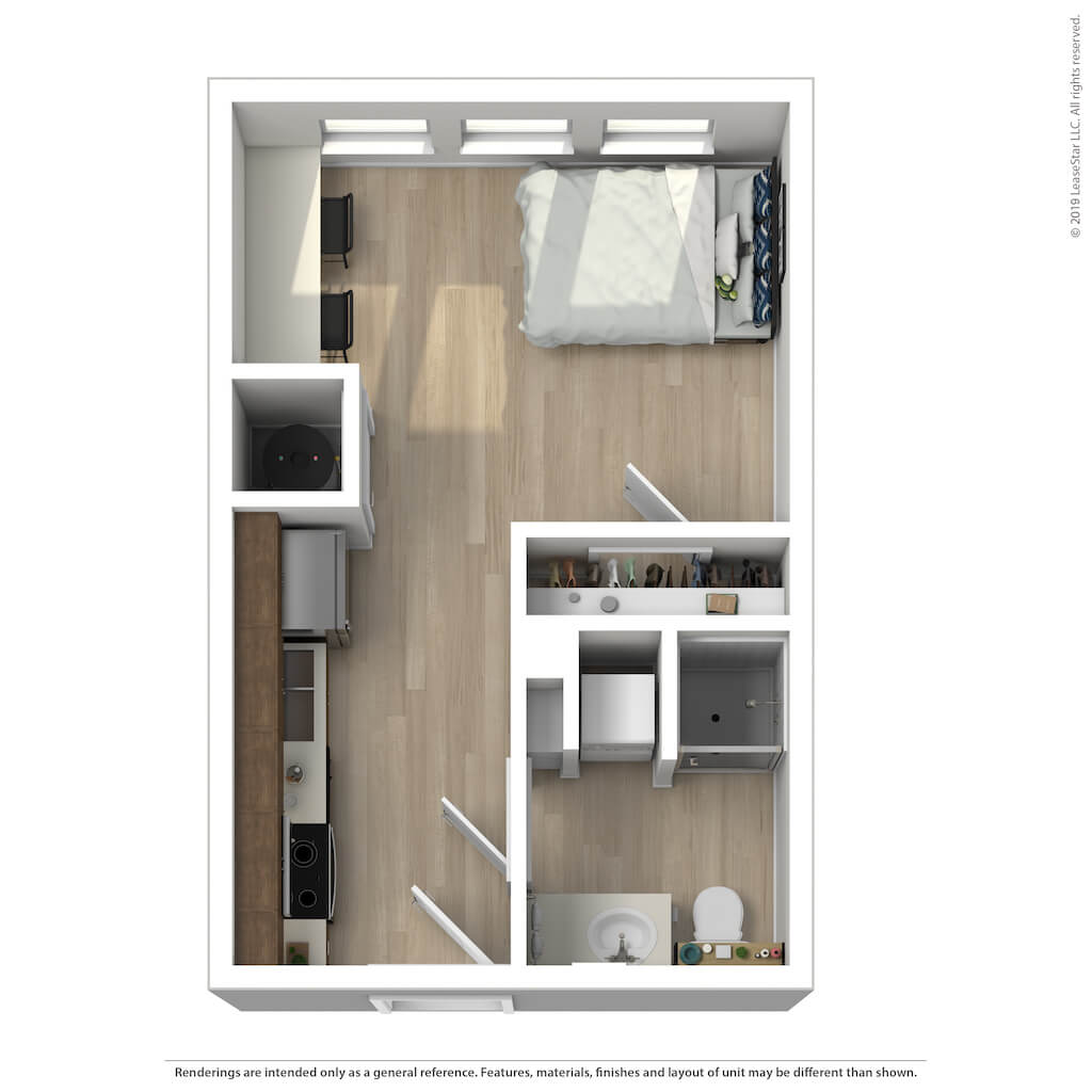 The Archer Studio Apartment Floor Plan