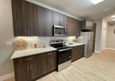 kitchen area at liv+ gainesville apartments