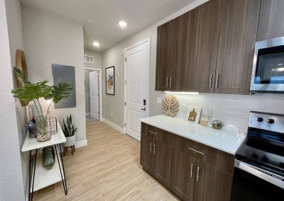 kitchen at liv+ gainesville apartments